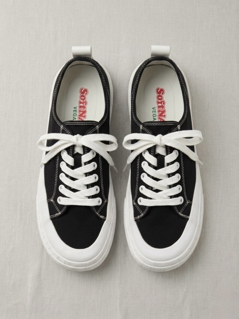 Sosina Black & White Low-Top Canvas Sneakers